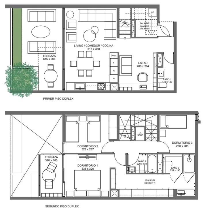 3 Dormitorios 3 Baños dúplex