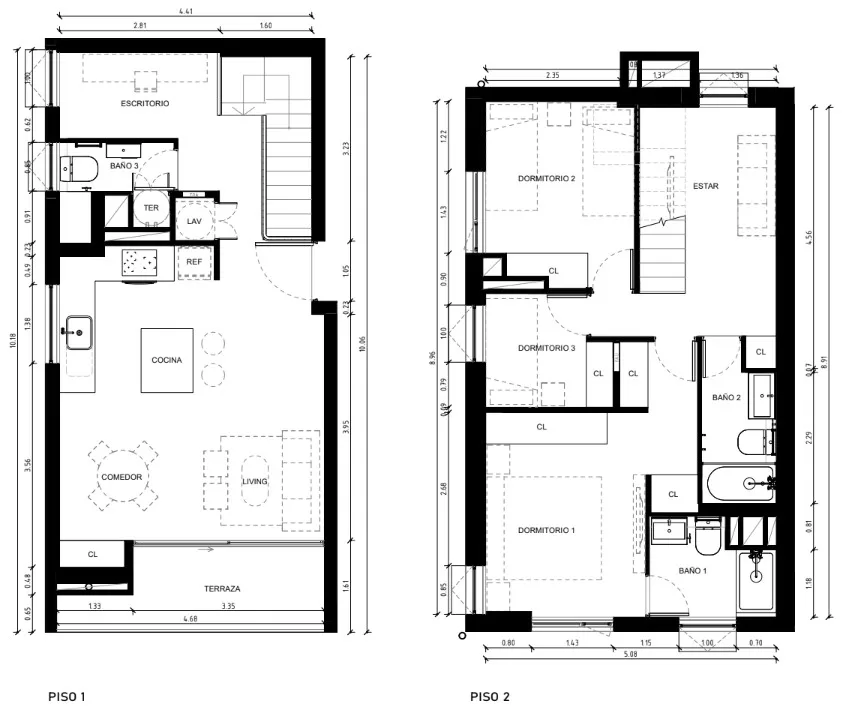 3 Dormitorios 3 Baños dúplex