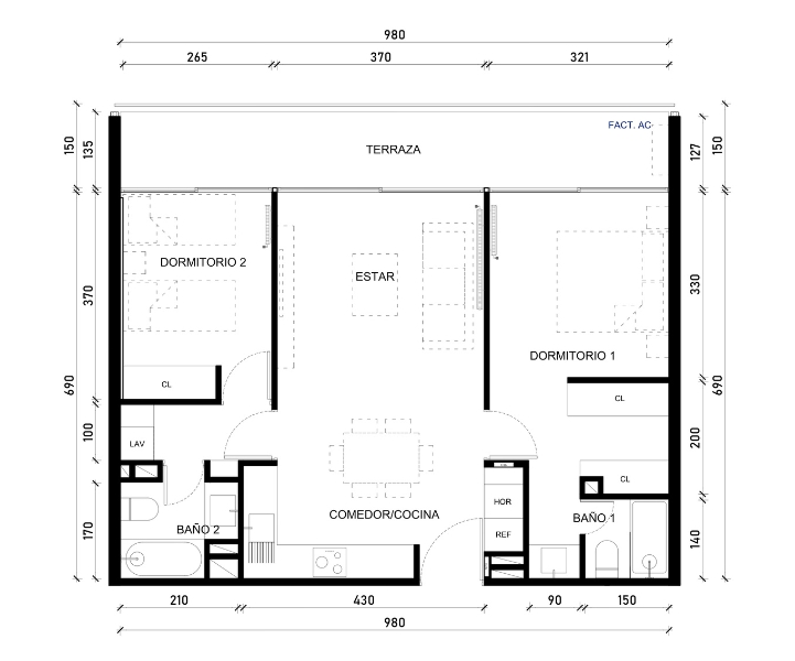 2 Dormitorios 2 Baños Mariposa