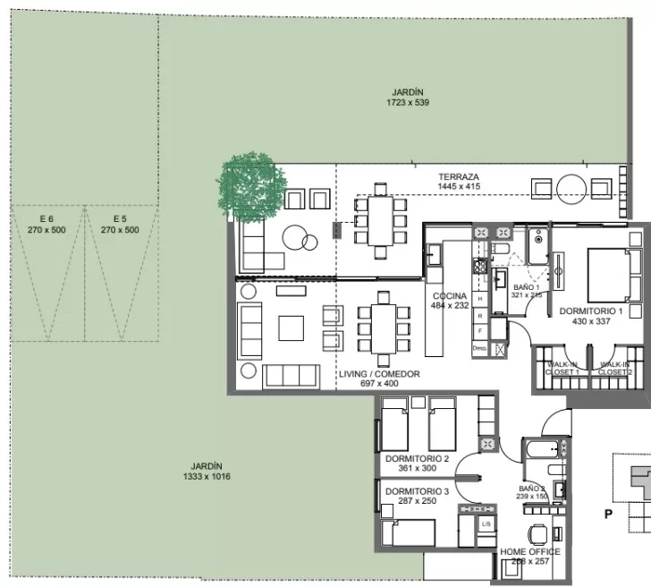 3 Dormitorios 2 Baños con jardín