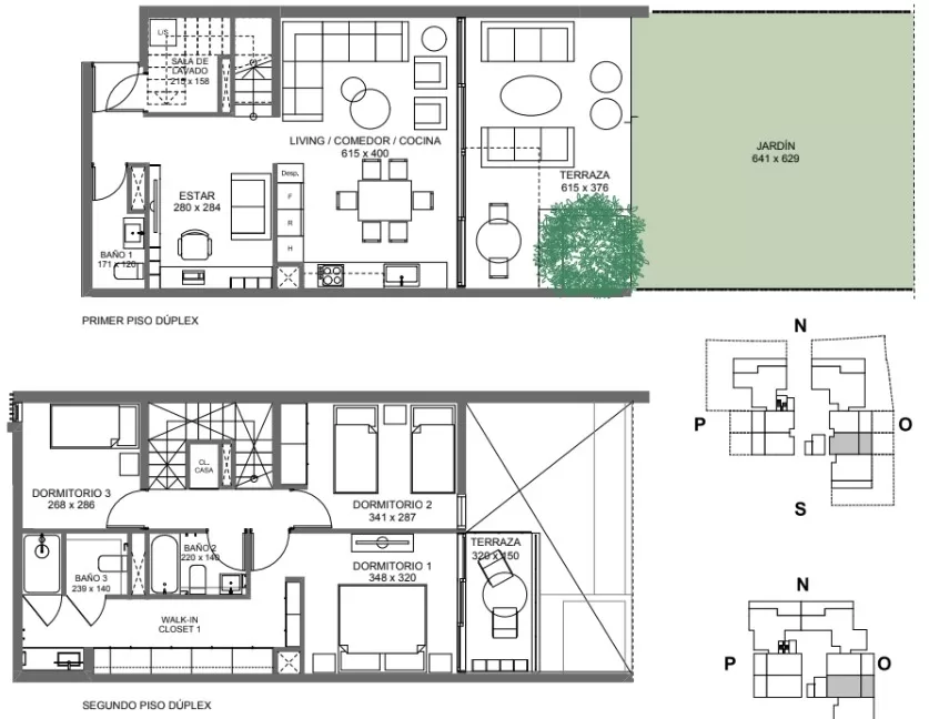 3 Dormitorios 3 Baños dúplex con jardín