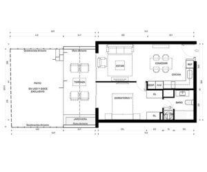 1 Dormitorio 1 Baño con patio