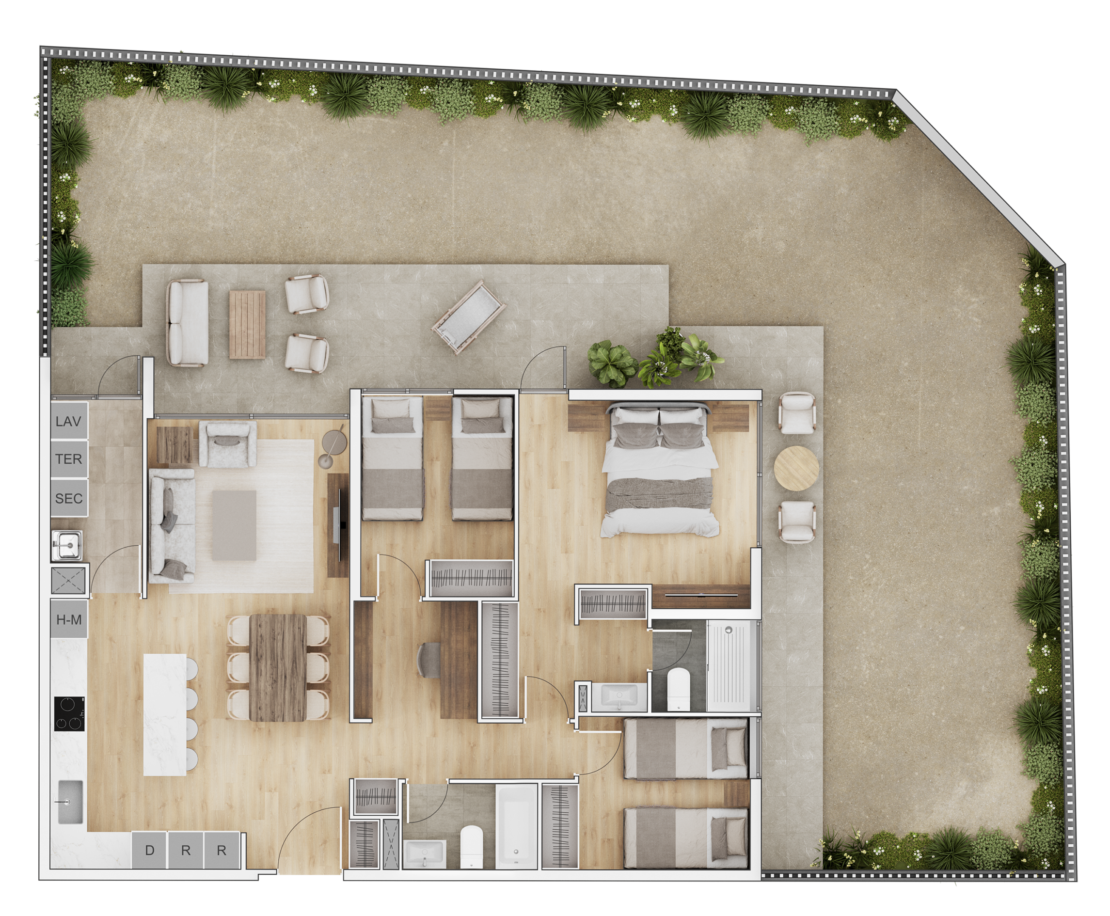 3 Dormitorios 2 Baños con patio