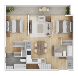 2 Dormitorios 2 Baños con azotea privada