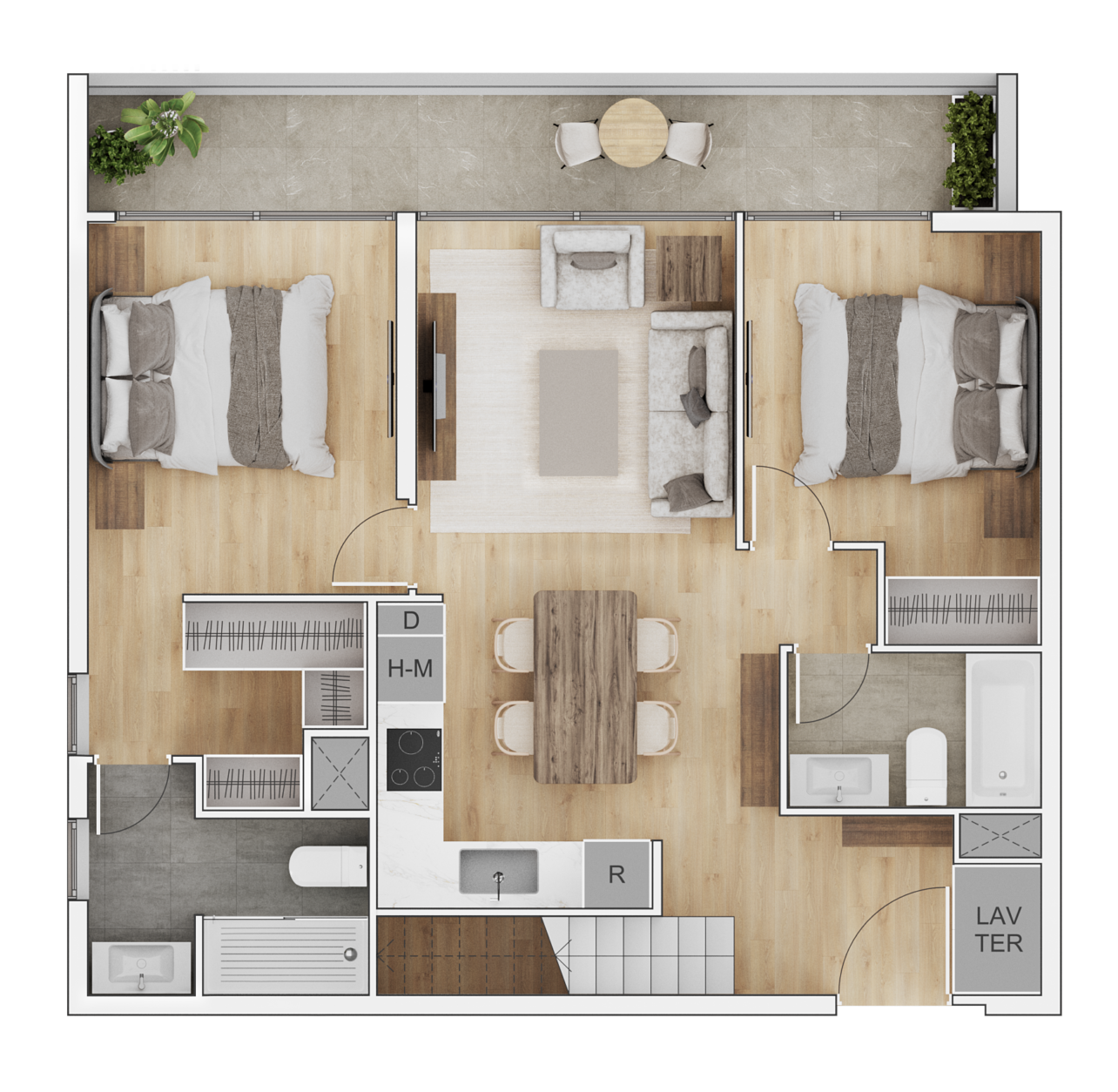 2 Dormitorios 2 Baños con azotea privada