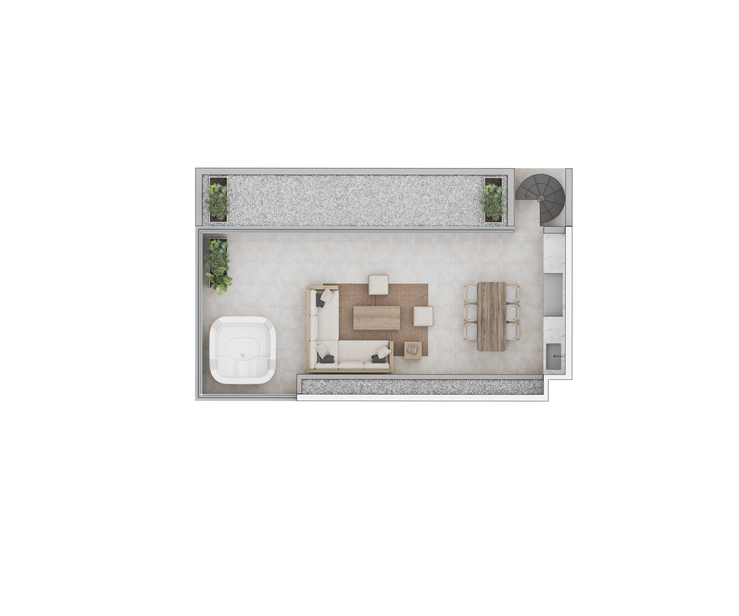 2 dormitorios 2 baños tradicional con azotea