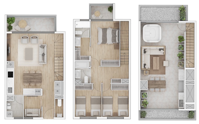 3 dormitorios 3 baños duplex con azotea