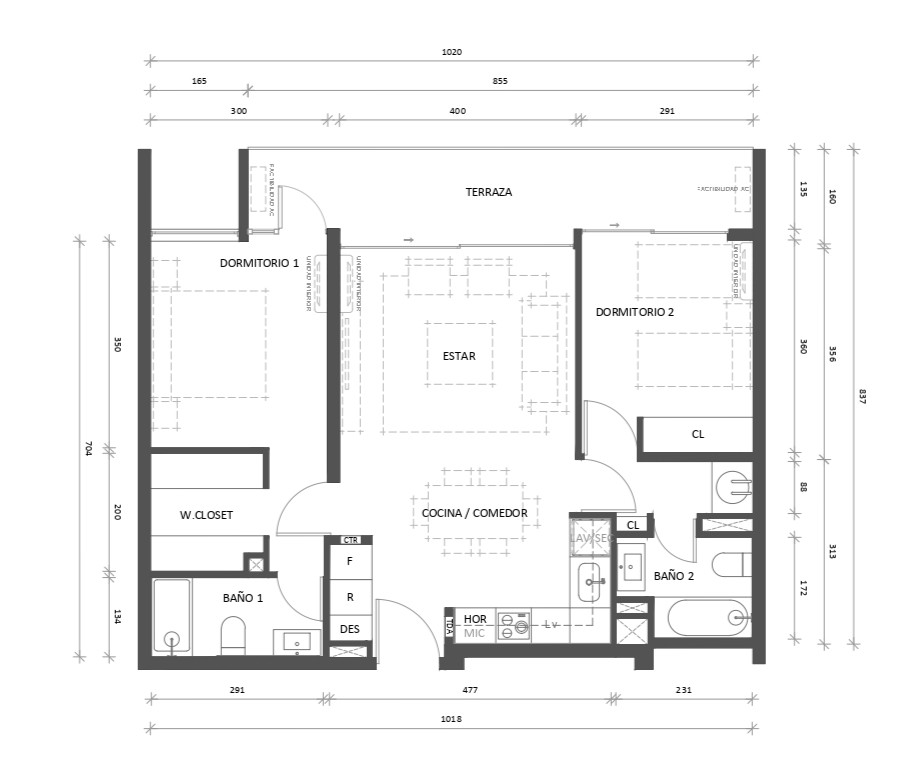 2 Dormitorios 2 Baños Mariposa