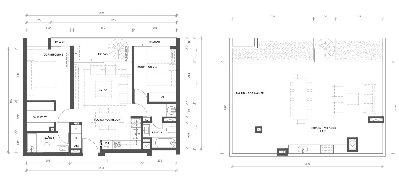 2 Dormitorios 2 Baños Mariposa con azotea