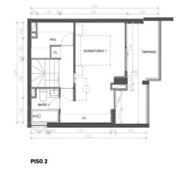 1 Dormitorio 2 Baños tríplex con azotea