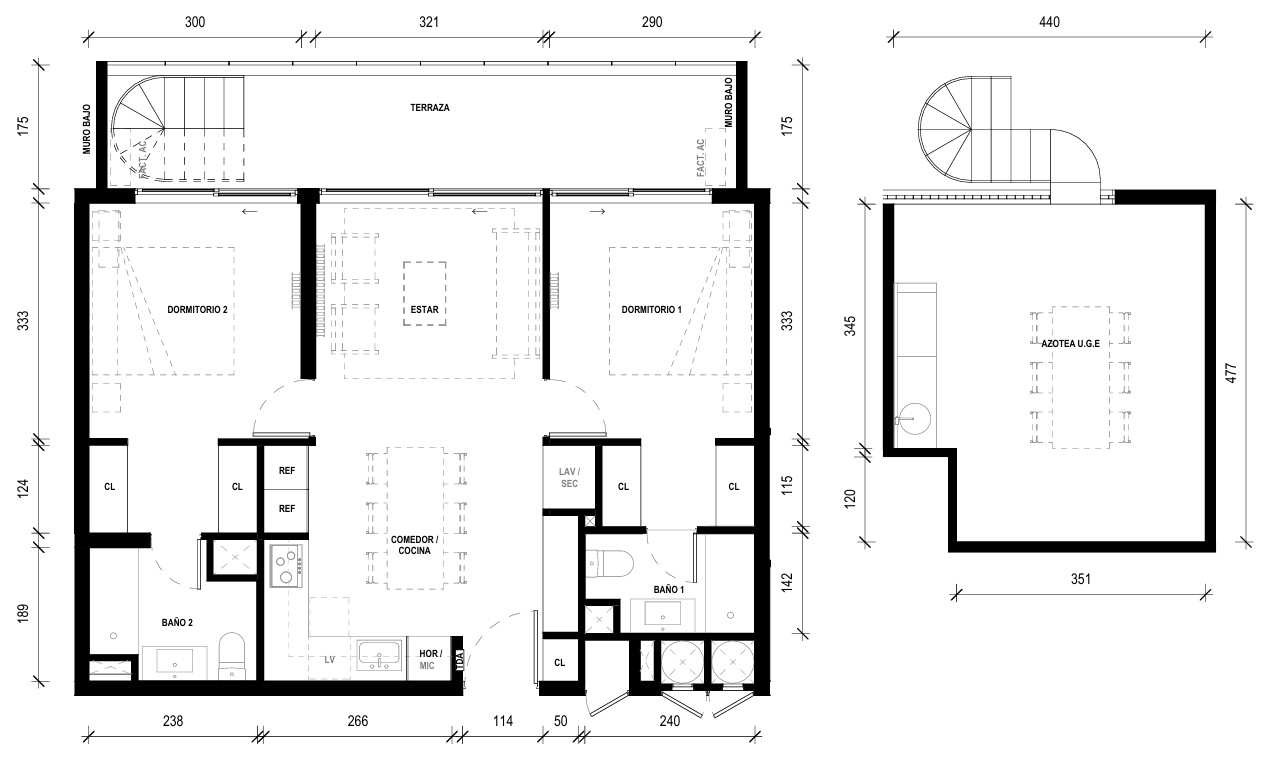 2 Dormitorios 2 Baños con Azotea Privada