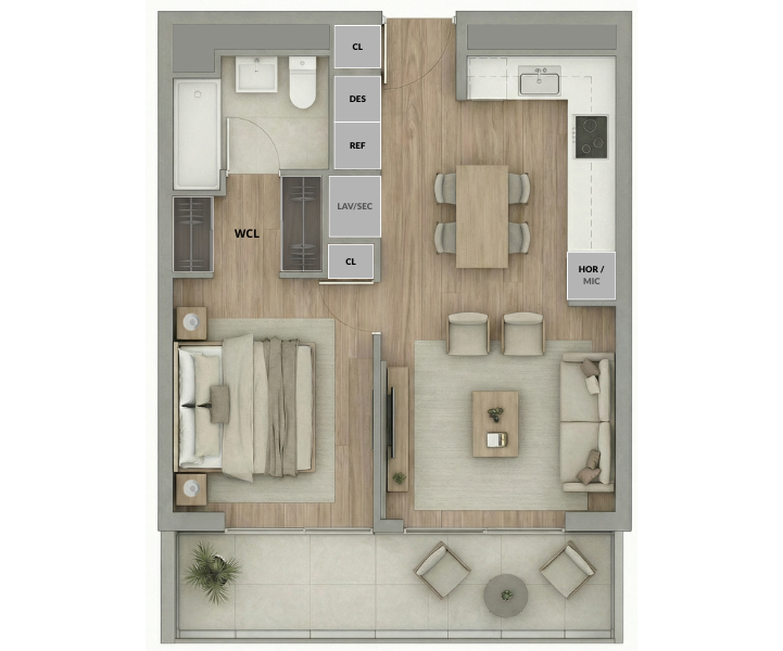 1 Dormitorio 1 Baño