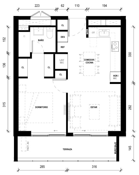 1 Dormitorio 1 Baño