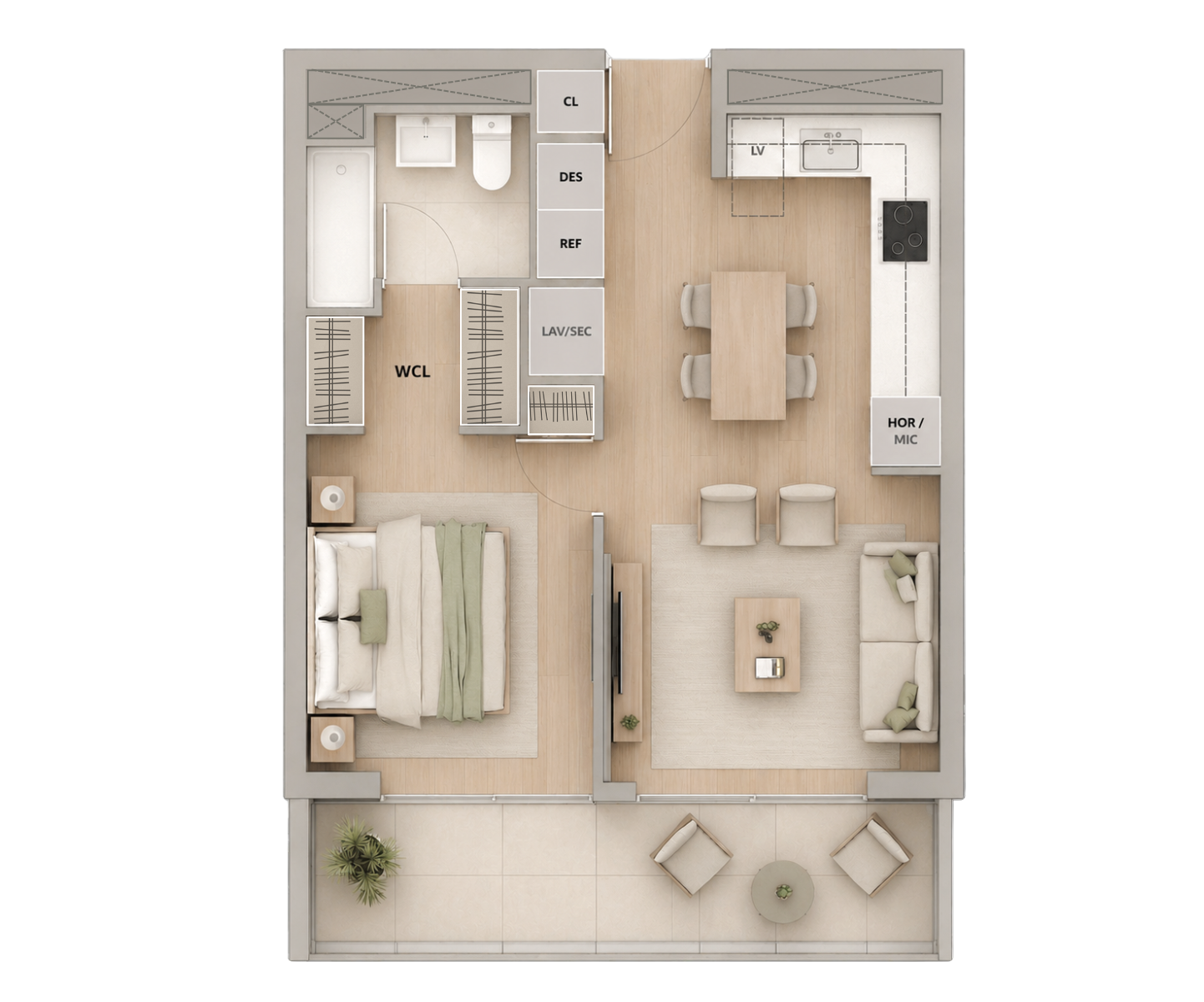 1 Dormitorio 1 Baño
