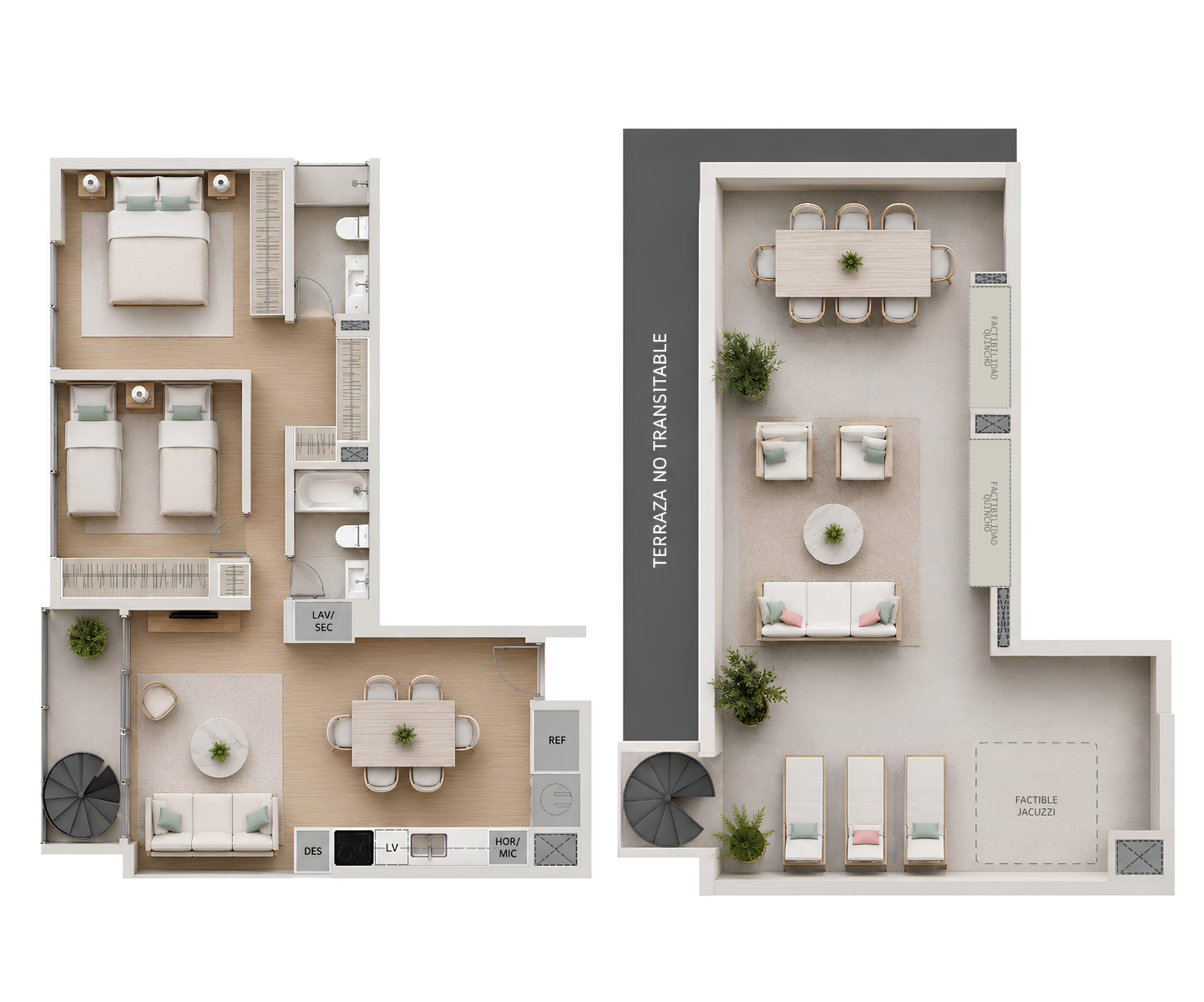 2 dormitorios 2 baños Tradicional 146 m2 con azotea privada