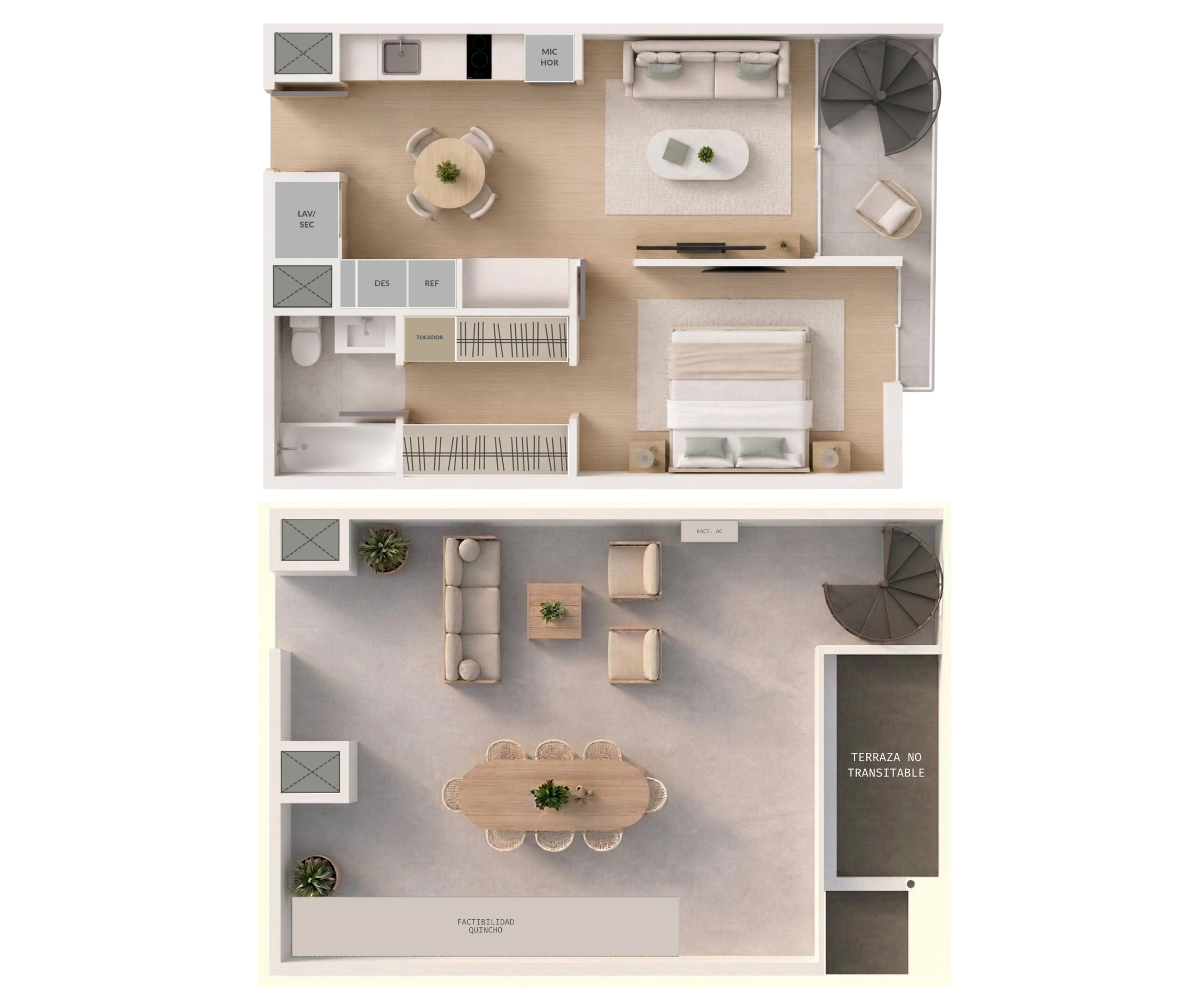 1 Dormitorio 1 Baño con azotea privada
