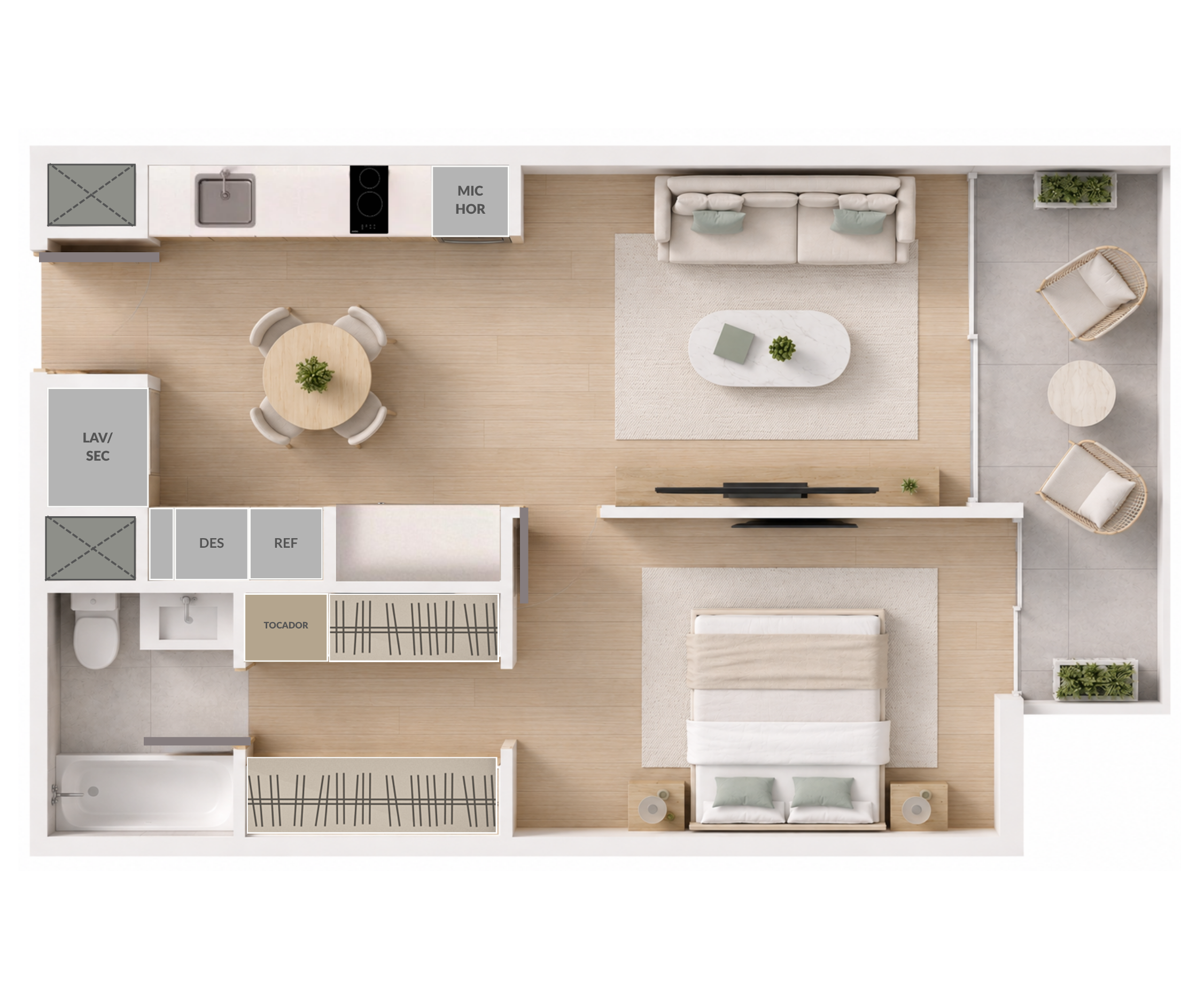1 Dormitorio 1 Baño